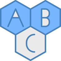 alphabet ligne rempli bleu icône vecteur