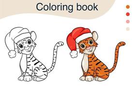 tigre. illustration en noir et blanc pour un livre de coloriage. le symbole de la nouvelle année selon le calendrier chinois. style de dessin animé de vecteur