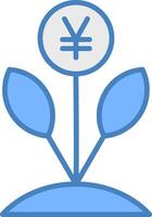 chinois argent plante ligne rempli bleu icône vecteur