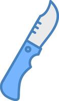 couteau ligne rempli bleu icône vecteur
