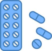 pilules ligne rempli bleu icône vecteur