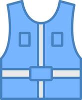 veste ligne rempli bleu icône vecteur