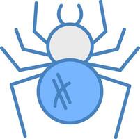 araignée ligne rempli bleu icône vecteur