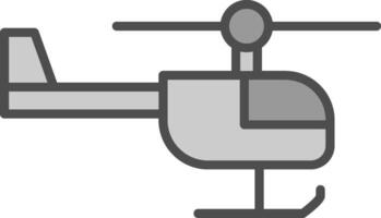 hélicoptère ligne rempli niveaux de gris icône conception vecteur