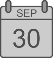 septembre ligne rempli niveaux de gris icône conception vecteur