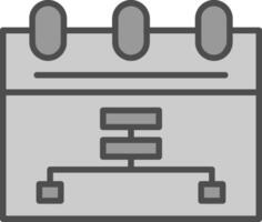 calendrier ligne rempli niveaux de gris icône conception vecteur