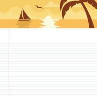 carte de calendrier scolaire avec thème coucher de soleil sur la plage vecteur