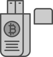 bitcoin conduire ligne rempli niveaux de gris icône conception vecteur