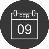 février ligne inversé icône conception vecteur