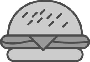 Burger ligne rempli niveaux de gris icône conception vecteur