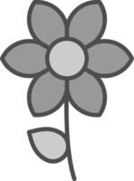 fleur ligne rempli niveaux de gris icône conception vecteur
