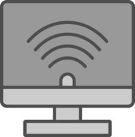 ordinateur ligne rempli niveaux de gris icône conception vecteur