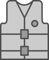 gilet de sauvetage ligne rempli niveaux de gris icône conception vecteur
