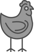 poulet ligne rempli niveaux de gris icône conception vecteur
