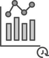 temps une analyse ligne rempli niveaux de gris icône conception vecteur