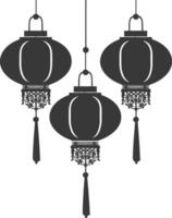 silhouette chinois traditionnel asiatique lanterne noir Couleur seulement vecteur