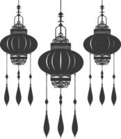 silhouette chinois traditionnel asiatique lanterne noir Couleur seulement vecteur