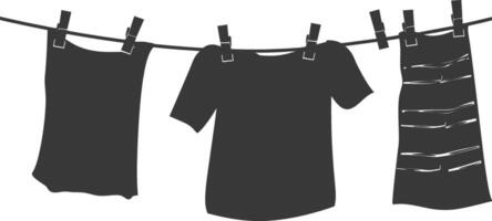 silhouette corde à linge pour pendaison vêtements noir Couleur seulement vecteur