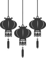 silhouette chinois traditionnel asiatique lanterne noir Couleur seulement vecteur