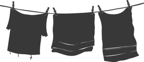 silhouette corde à linge pour pendaison vêtements noir Couleur seulement vecteur