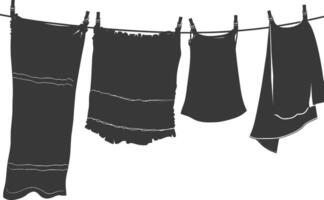 silhouette corde à linge pour pendaison vêtements noir Couleur seulement vecteur