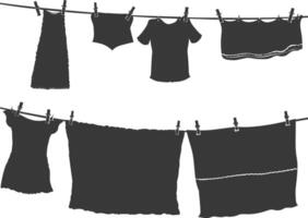 silhouette corde à linge pour pendaison vêtements noir Couleur seulement vecteur