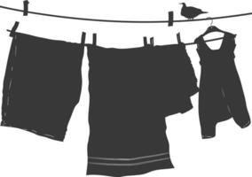 silhouette corde à linge pour pendaison vêtements noir Couleur seulement vecteur