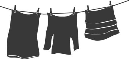 silhouette corde à linge pour pendaison vêtements noir Couleur seulement vecteur