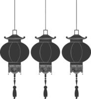 silhouette chinois traditionnel asiatique lanterne noir Couleur seulement vecteur