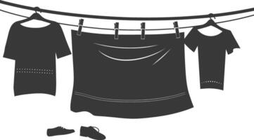 silhouette corde à linge pour pendaison vêtements noir Couleur seulement vecteur