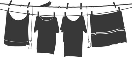 silhouette corde à linge pour pendaison vêtements noir Couleur seulement vecteur