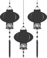 silhouette chinois traditionnel asiatique lanterne noir Couleur seulement vecteur