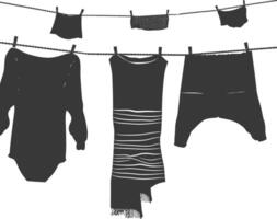 silhouette corde à linge pour pendaison vêtements noir Couleur seulement vecteur