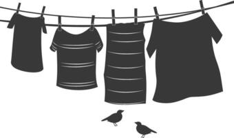 silhouette corde à linge pour pendaison vêtements noir Couleur seulement vecteur