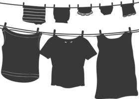 silhouette corde à linge pour pendaison vêtements noir Couleur seulement vecteur