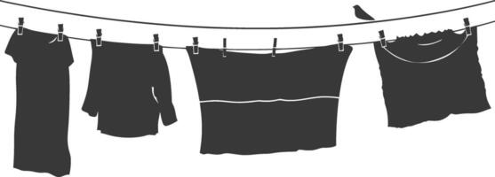 silhouette corde à linge pour pendaison vêtements noir Couleur seulement vecteur