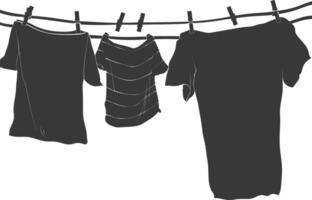 silhouette corde à linge pour pendaison vêtements noir Couleur seulement vecteur