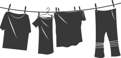 silhouette corde à linge pour pendaison vêtements noir Couleur seulement vecteur