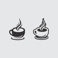 café logo et café logo conception cafétéria chaud boisson vecteur