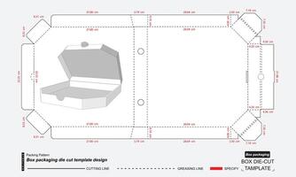 modèle de découpe d'emballage hexagonal moyen de boîte à pizza vecteur