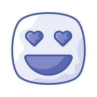 content visage avec cœur symboles sur yeux, concept icône de dans l'amour emoji vecteur