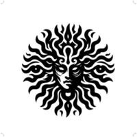 méduse tête mythologie créature dans moderne tribal tatouage, abstrait ligne art, minimaliste contour. vecteur