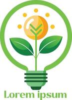 renouvelable énergie Ressources logo lumière ampoule avec plante dans il éco amical énergie logo vecteur