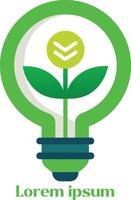 renouvelable énergie Ressources logo lumière ampoule avec plante dans il éco amical énergie logo vecteur