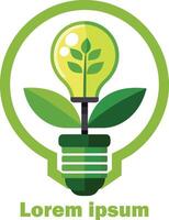 renouvelable énergie Ressources logo lumière ampoule avec plante dans il éco amical énergie logo vecteur