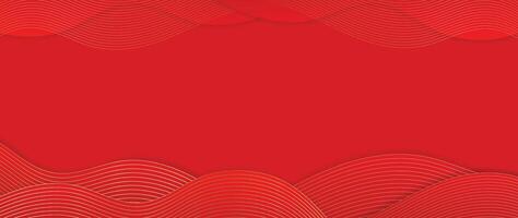 content chinois Nouveau année Contexte . luxe fond d'écran conception avec chinois mer vague sur rouge Contexte. moderne luxe Oriental illustration pour couverture, bannière, site Internet, décor. vecteur