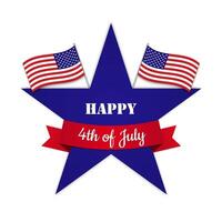 uni États de Amérique 4e juillet indépendance journée logo badge illustration isolé sur blanc Contexte. bleu étoile, américain drapeaux et rouge bannière. vecteur