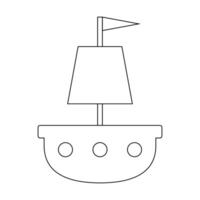 pirate navire contour icône illustration. Facile voile bateau contour isolé sur blanc Contexte. vecteur