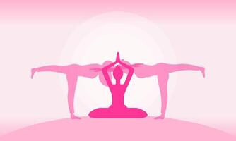 yoga journée méditation parvastasna pose bannière contre rose lotus pétales vecteur