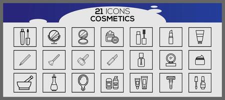 cosmétique ligne icône ensemble avec maquillage beauté ligne Icônes beauté accessoires ensemble maquillage accessoires. vecteur
